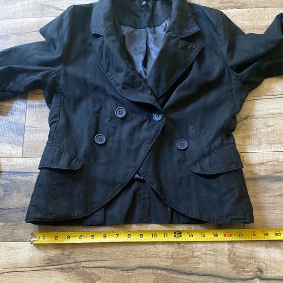 SASHIMI Black on Black Pinstripe Double Breasted Lined Blazer w/Pockets Size Lg - Picture 9 of 16